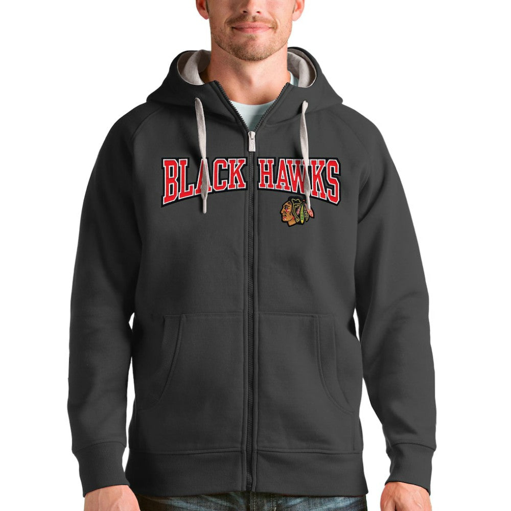 NHL Chicago Blackhawks Antigua Wordmark Victory Full-Zip Hoodie