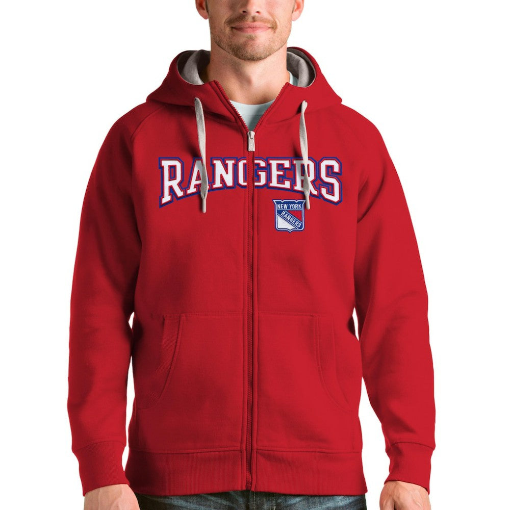 NHL New York Rangers Antigua Wordmark Victory Full-Zip Hoodie