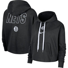 Nike Brooklyn Nets Women's Courtside Cropped Pullover Hoodie