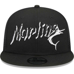 Black Miami Marlins New Era Street Trucker 9FIFTY Snapback Hat