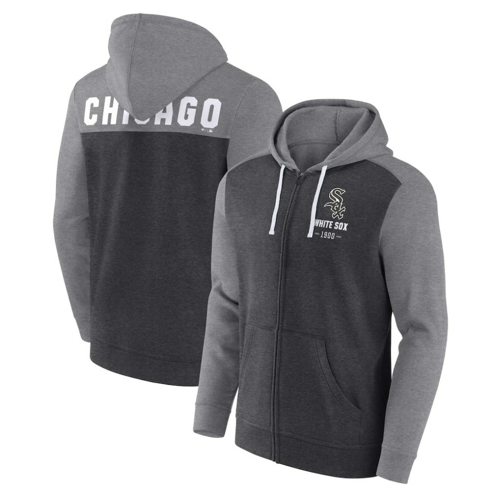 Heathered Charcoal/Heathered Gray Chicago White Sox Fanatics Blown Away Full-Zip Hoodie