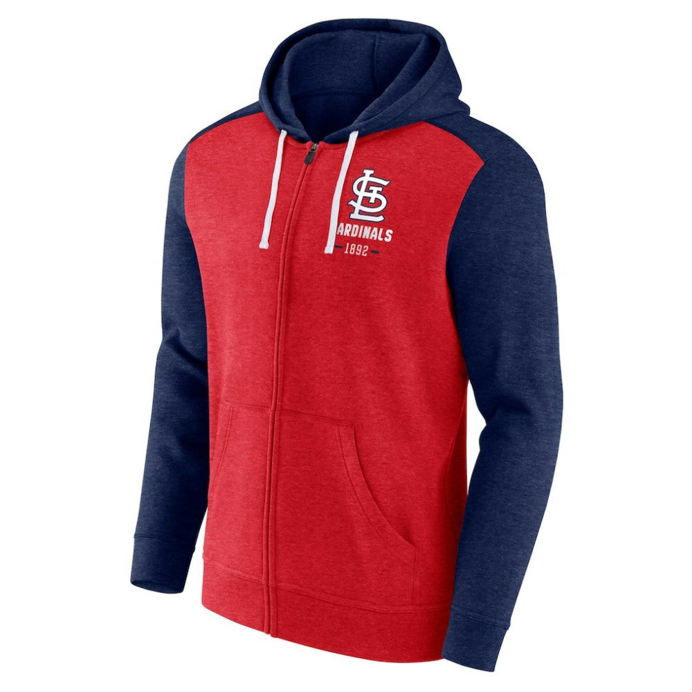 Heathered Red/Heathered Navy St. Louis Cardinals Fanatics Blown Away Full-Zip Hoodie