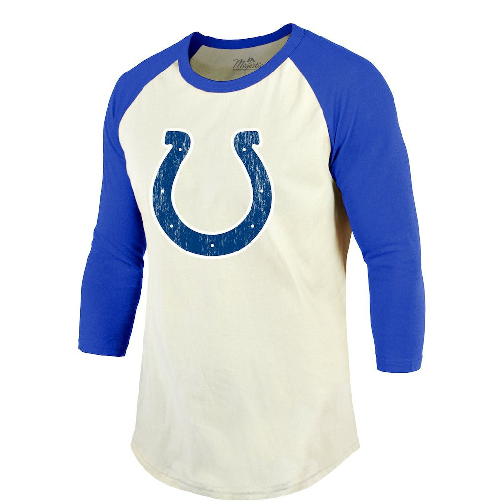 Jonathan Taylor  Majestic Threads Vintage Player Name & Number Raglan 3/4-Sleeve T-Shirt - Indianapolis Colts T-shirts
