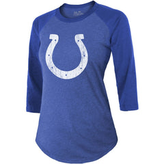 Jonathan Taylor  Majestic Threads Women's Player Name & Number Raglan Tri-Blend 3/4-Sleeve T-Shirt - Indianapolis Colts T-shirts