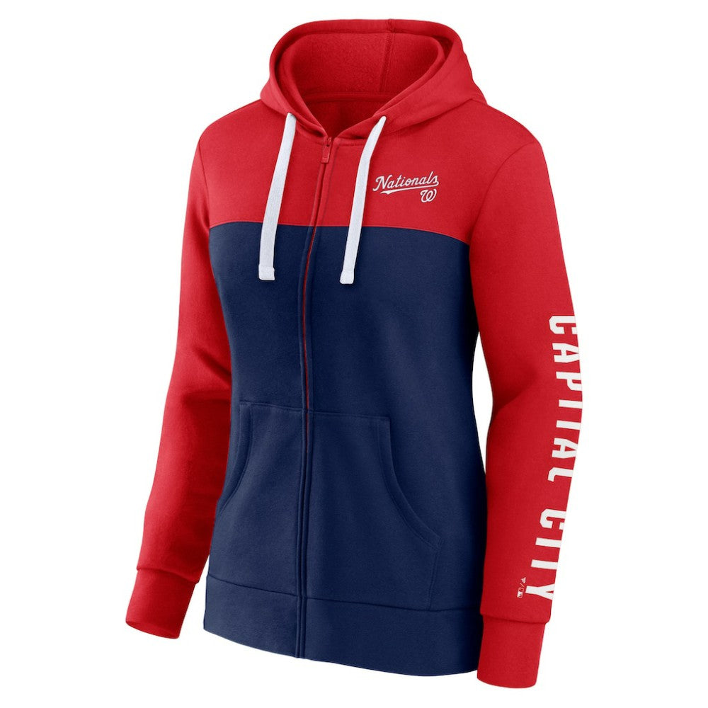 Red/Navy Washington Nationals Fanatics Women's Take The Field Colorblocked Hoodie Full-Zip Jacket
