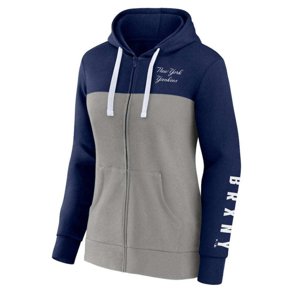 Navy/Gray New York Yankees Fanatics Women's Take The Field Colorblocked Hoodie Full-Zip Jacket