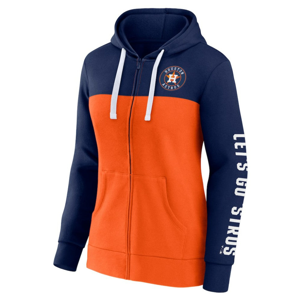 Navy/Orange Houston Astros Fanatics Women's Take The Field Colorblocked Hoodie Full-Zip Jacket