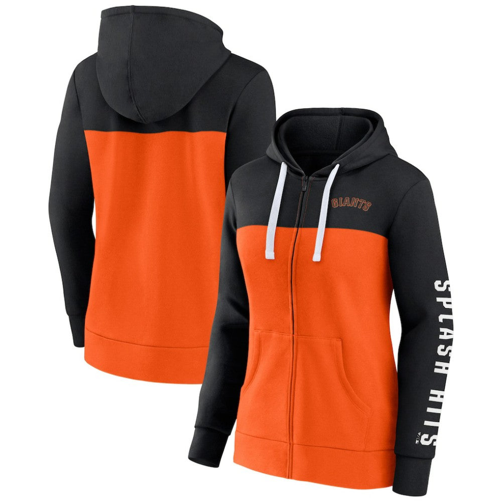 Black/Orange San Francisco Giants Fanatics Women's Take The Field Colorblocked Hoodie Full-Zip Jacket
