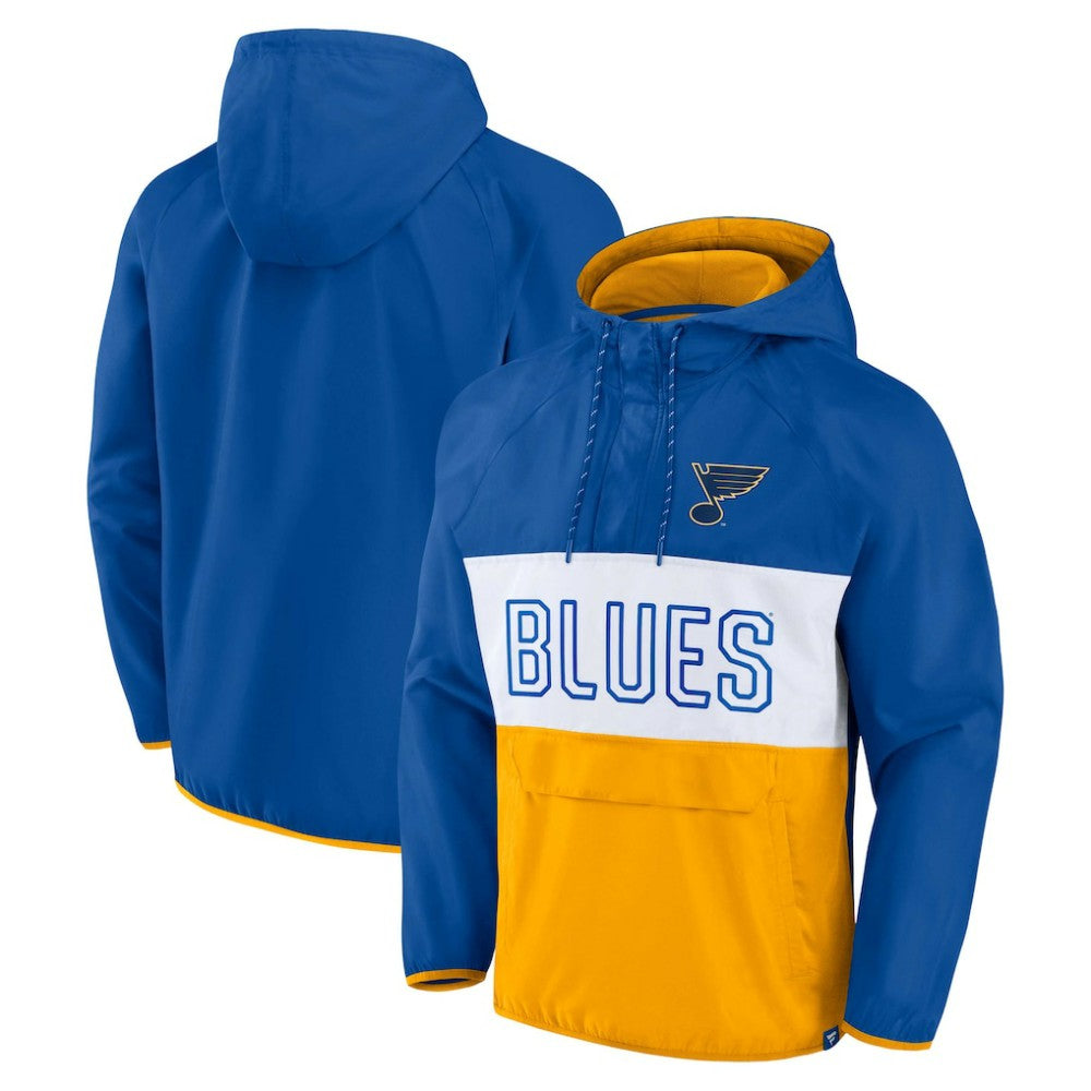 NHL St. Louis Blues Fanatics Backhand Shooter Defender Anorak Raglan Hoodie Quarter-Zip Jacket