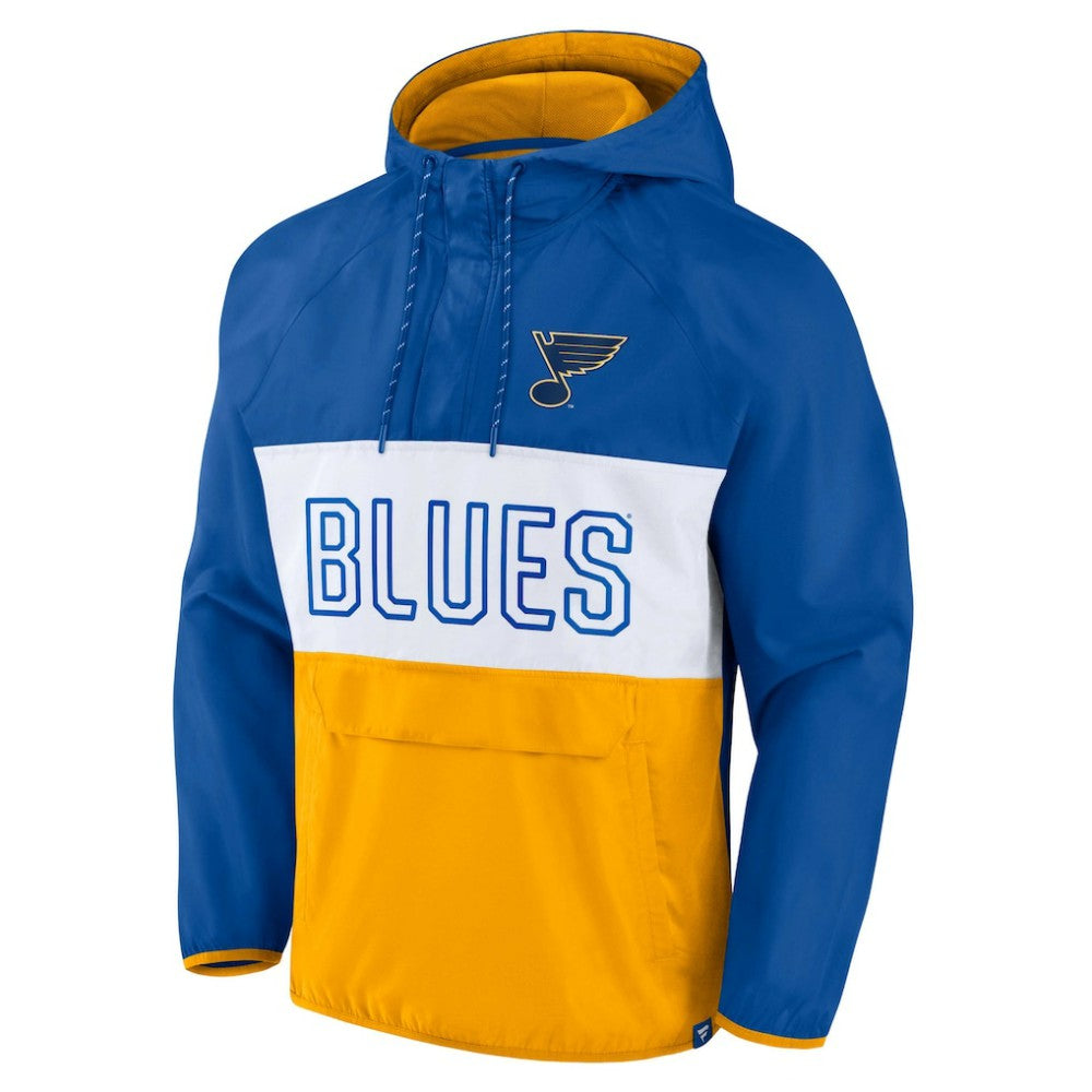 NHL St. Louis Blues Fanatics Backhand Shooter Defender Anorak Raglan Hoodie Quarter-Zip Jacket