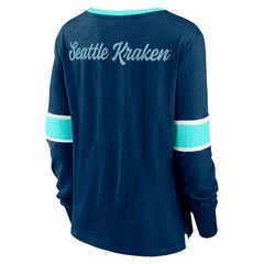 NHL Seattle Kraken Fanatics Women's Effervescent Exclusive Notch Neck Lace-Up Long Sleeve Slub T-Shirt