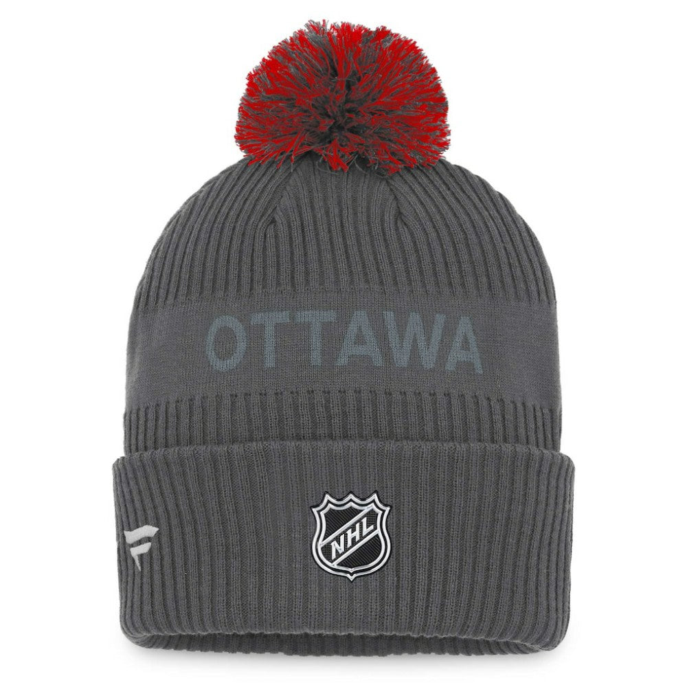 NHL Ottawa Senators Fanatics Authentic Pro Home Ice Cuffed Knit Hat with Pom