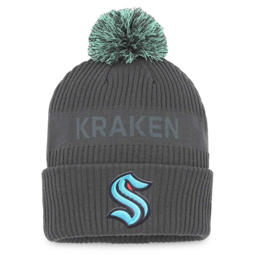 NHL Seattle Kraken Fanatics Authentic Pro Home Ice Cuffed Knit Hat with Pom