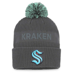 NHL Seattle Kraken Fanatics Authentic Pro Home Ice Cuffed Knit Hat with Pom