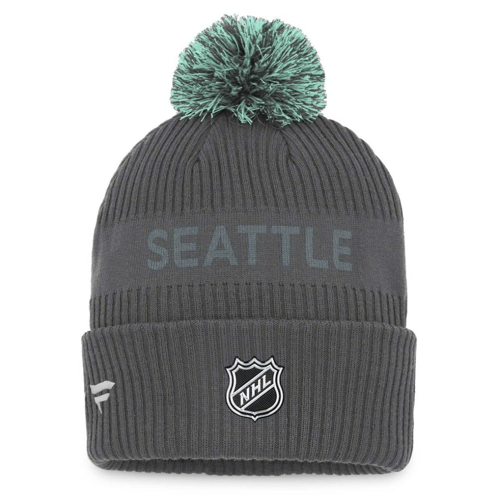 NHL Seattle Kraken Fanatics Authentic Pro Home Ice Cuffed Knit Hat with Pom
