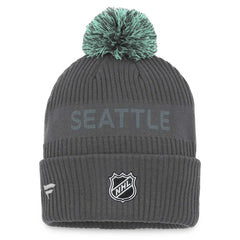 NHL Seattle Kraken Fanatics Authentic Pro Home Ice Cuffed Knit Hat with Pom