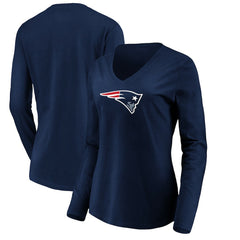 Women's Primary Team Logo Long Sleeve V-Neck T-Shirt - New England Patriots T-shirts