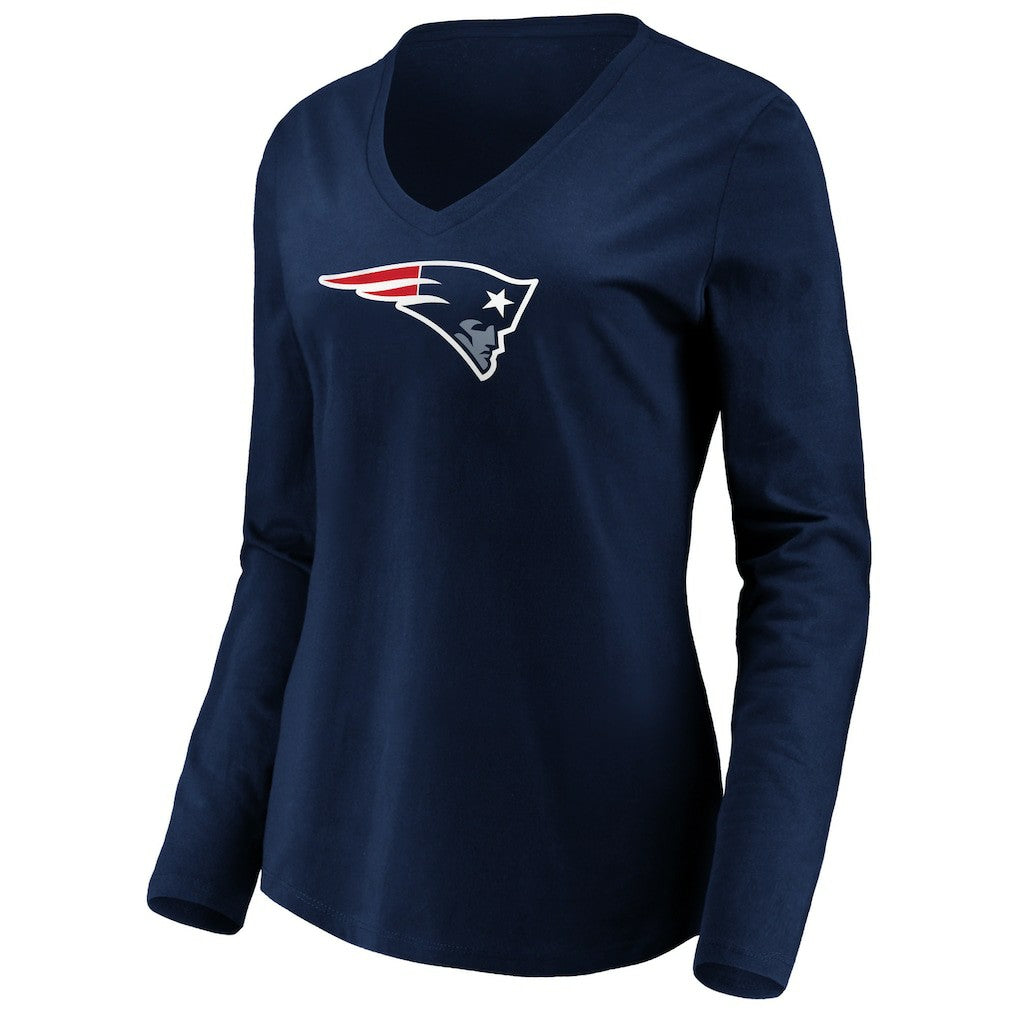 Women's Primary Team Logo Long Sleeve V-Neck T-Shirt - New England Patriots T-shirts