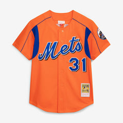 Orange Mike Piazza New York Mets Mitchell & Ness Cooperstown Collection Mesh Batting Practice Button-Up Jersey