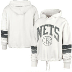47 brand Brooklyn Nets '47 Women's Emerson Stripe Cropped Pullover Hoodie