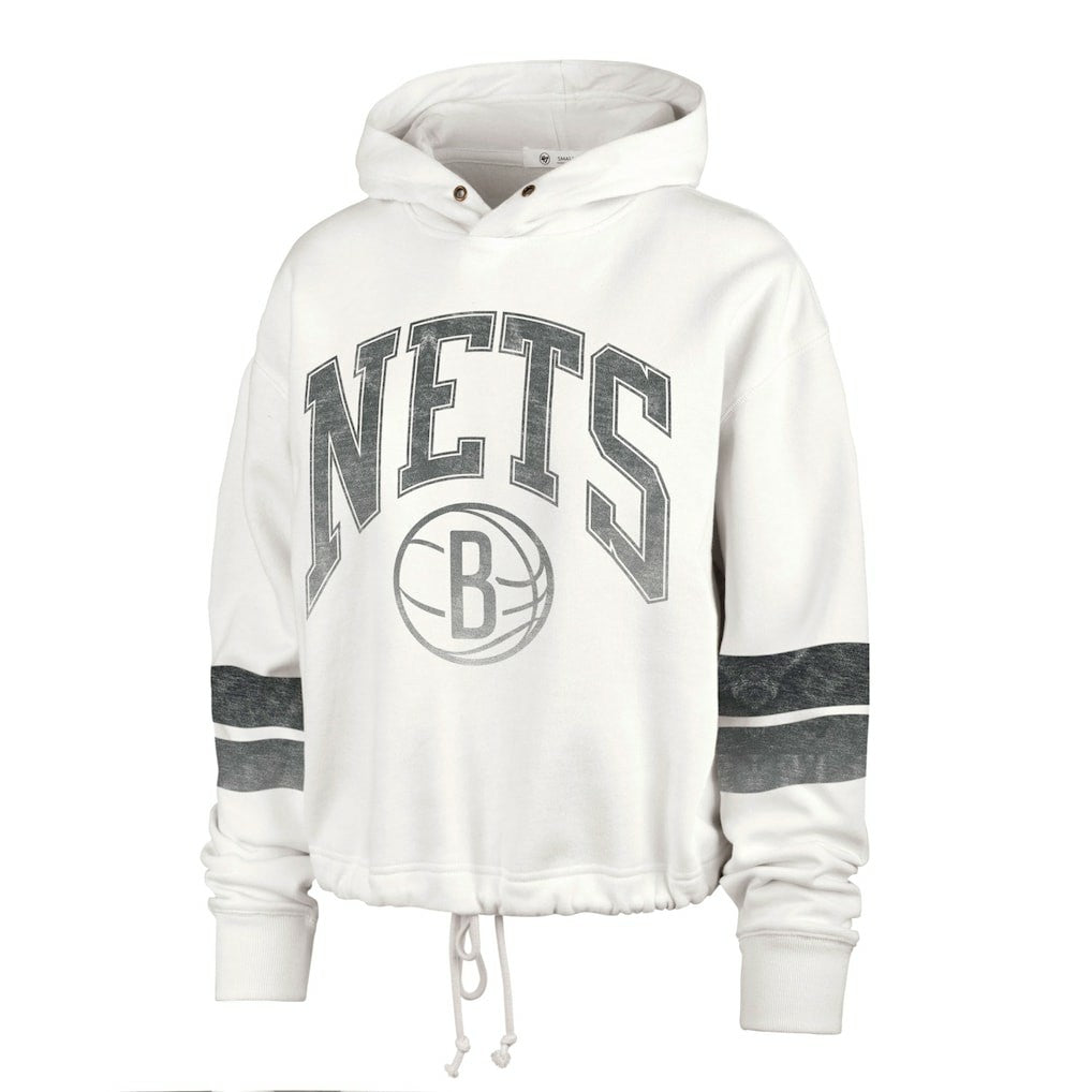 47 brand Brooklyn Nets '47 Women's Emerson Stripe Cropped Pullover Hoodie