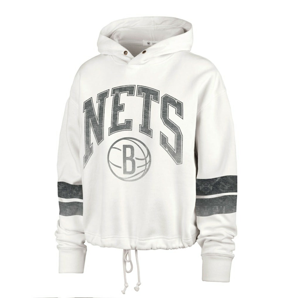 47 brand Brooklyn Nets '47 Women's Emerson Stripe Cropped Pullover Hoodie