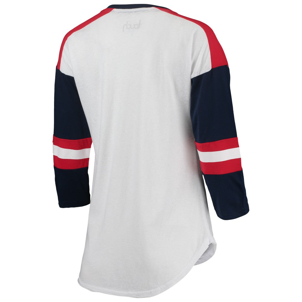 White/Red Minnesota Twins Touch Women's Base Runner 3/4-Sleeve V-Neck T-Shirt