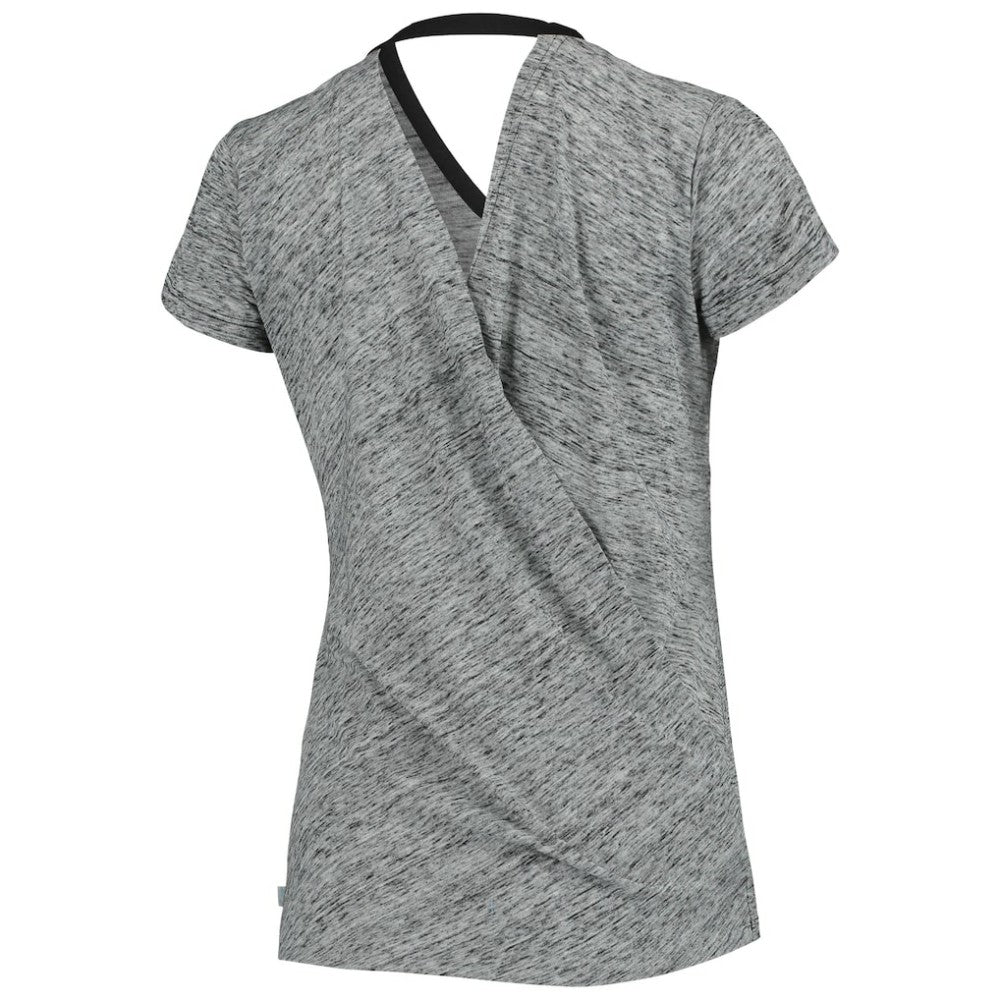 Black Colorado Rockies Touch Women's Hail Mary Back Wrap Space-Dye V-Neck T-Shirt