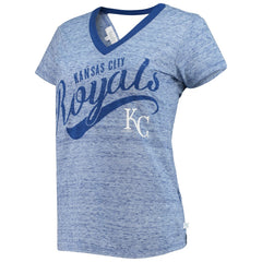 Royal Kansas City Royals Touch Women's Hail Mary Back Wrap Space-Dye V-Neck T-Shirt