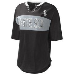 Black/Silver Chicago White Sox Touch Women's Lead Off Notch Neck T-Shirt