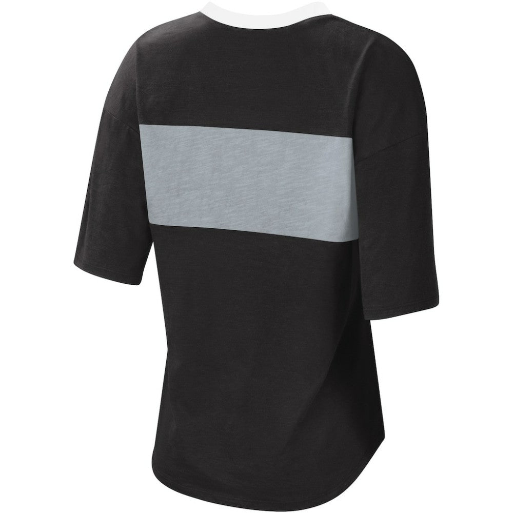 Black/Silver Chicago White Sox Touch Women's Lead Off Notch Neck T-Shirt