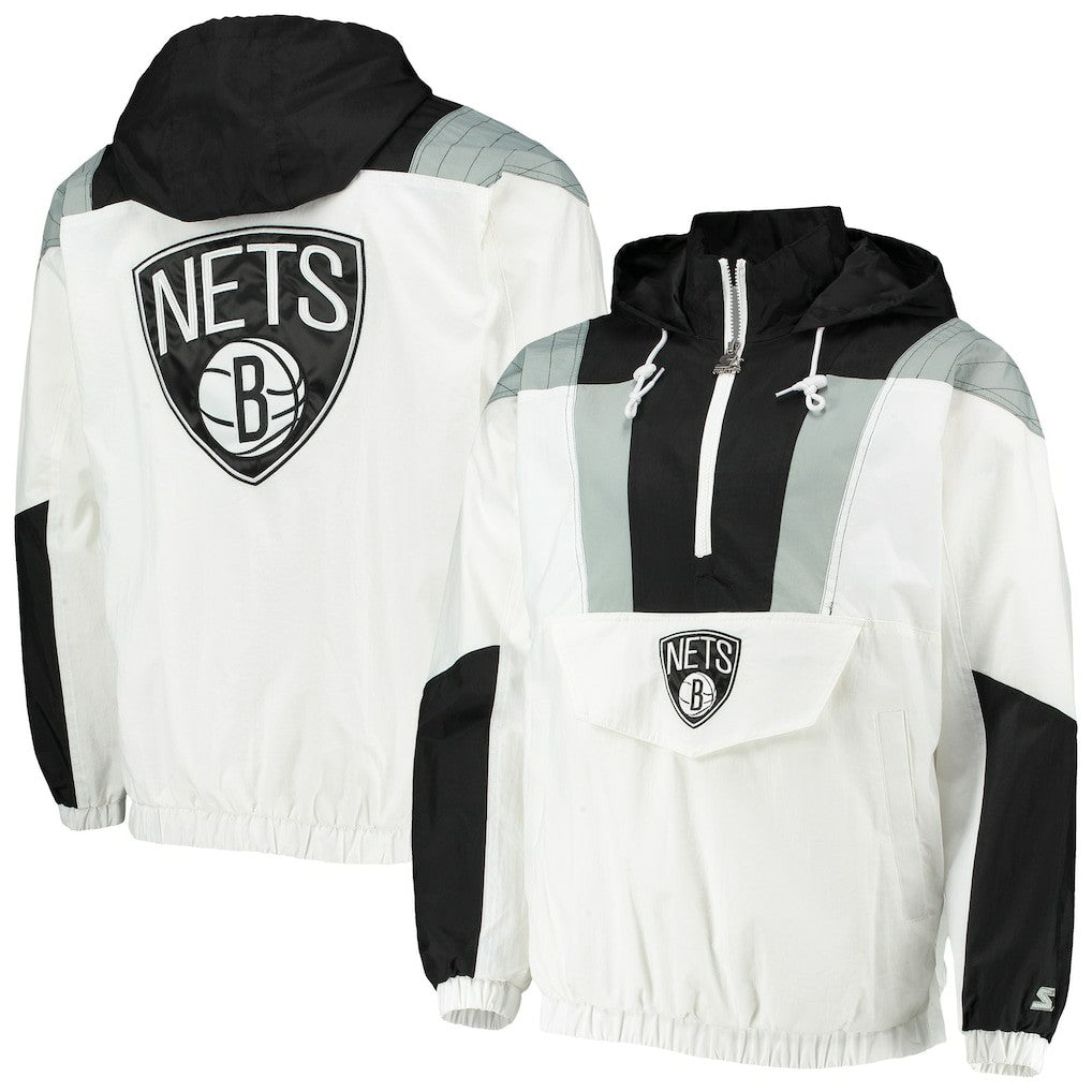 Brooklyn Nets Starter Striker Crinkle Half-Zip Hoodie Jacket