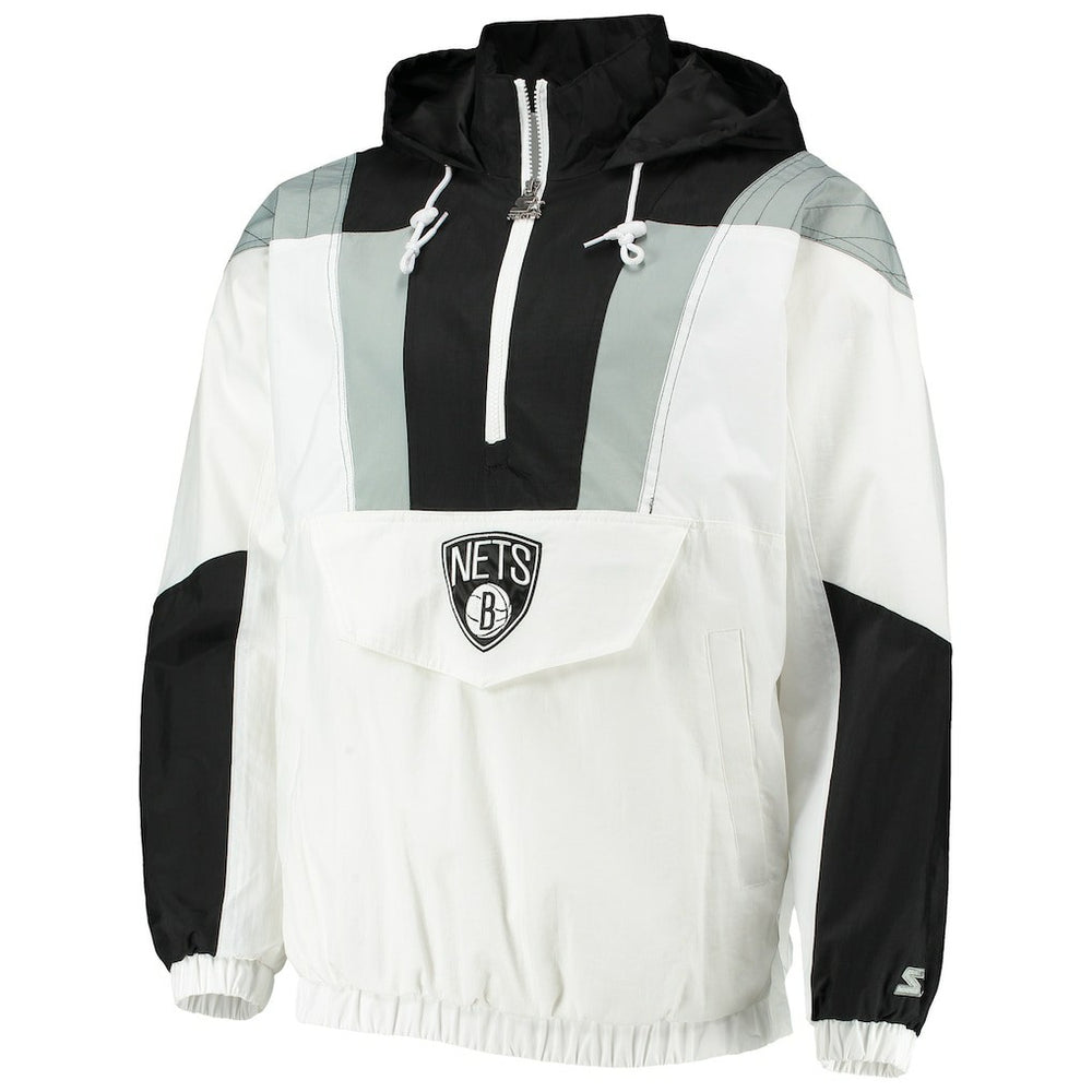 Brooklyn Nets Starter Striker Crinkle Half-Zip Hoodie Jacket
