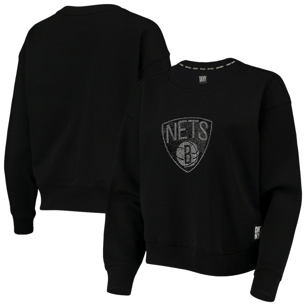 Brooklyn Nets DKNY Sport Women's Carrie Rhinestone Pullover Sweatshirt