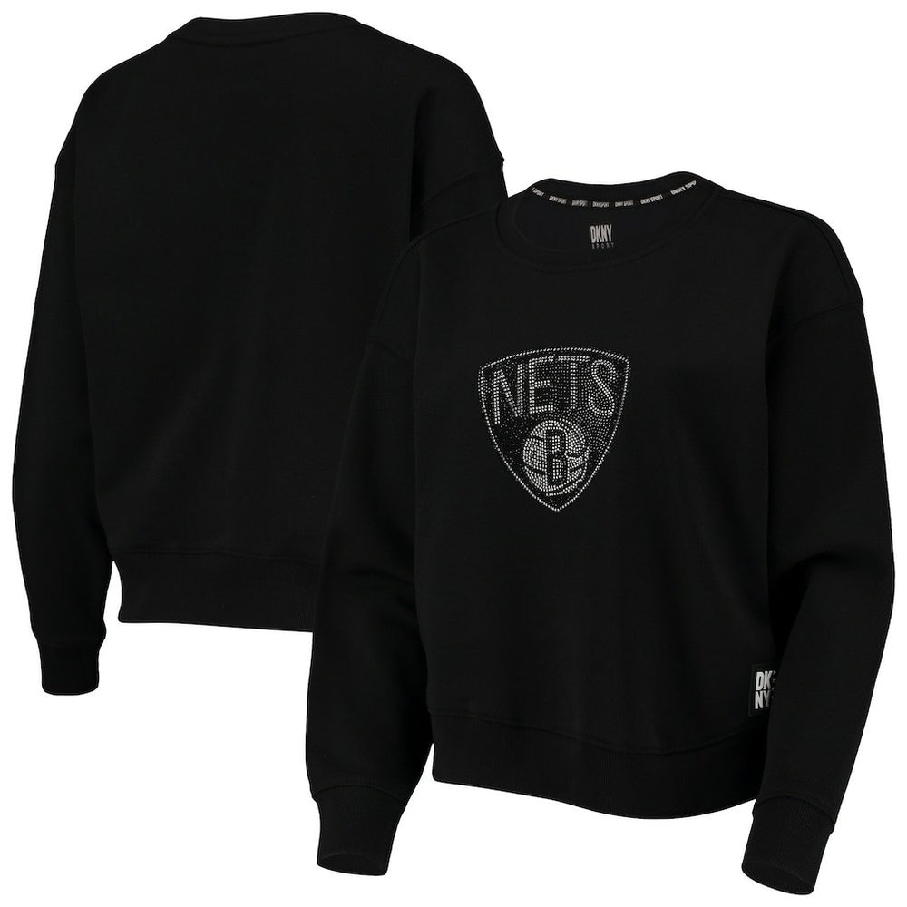 Brooklyn Nets DKNY Sport Women's Carrie Rhinestone Pullover Sweatshirt