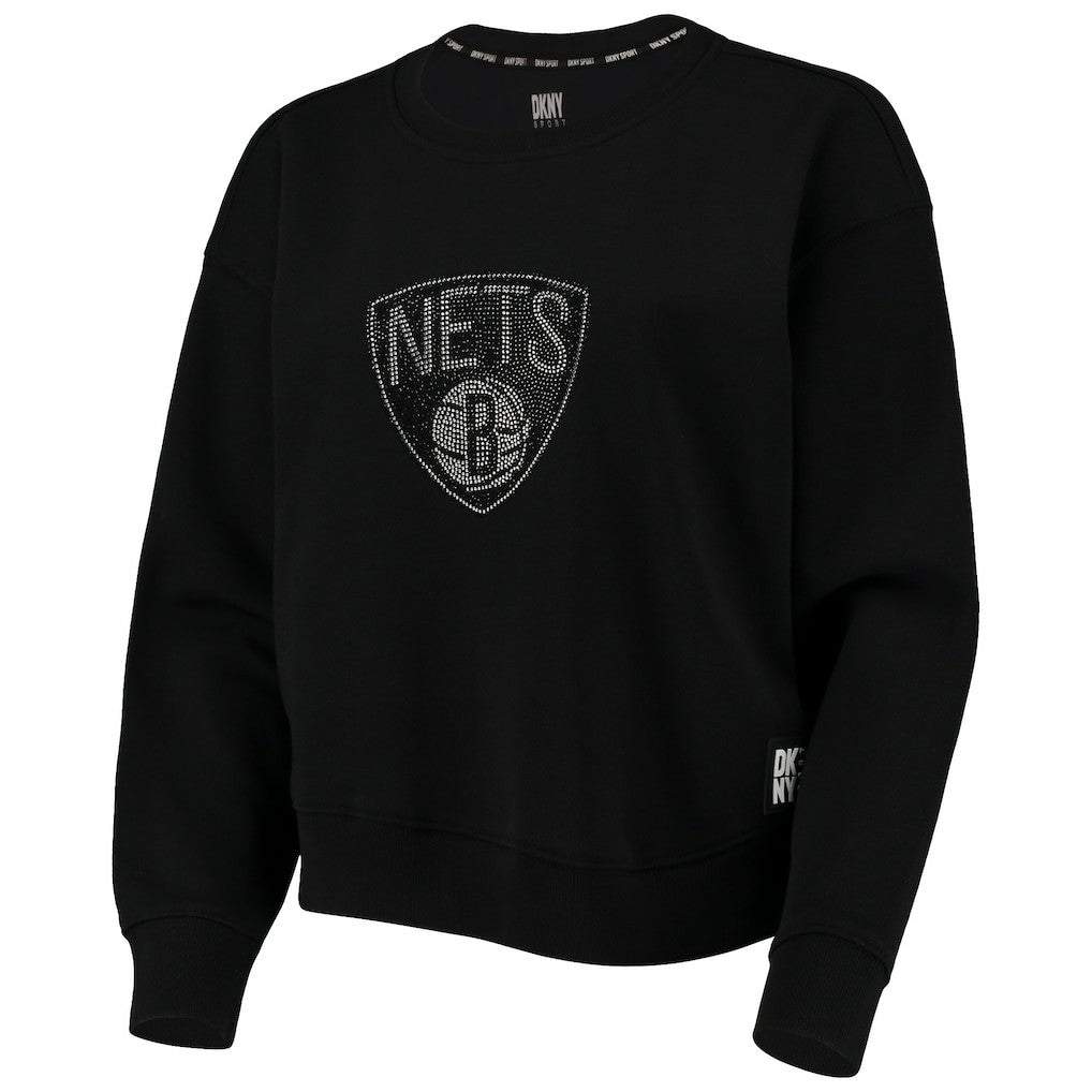 Brooklyn Nets DKNY Sport Women's Carrie Rhinestone Pullover Sweatshirt