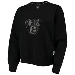 Brooklyn Nets DKNY Sport Women's Carrie Rhinestone Pullover Sweatshirt