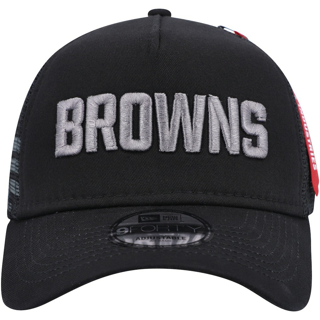 x Alpha Industries A-Frame 9FORTY Trucker Snapback Hat - Cleveland Browns Hats