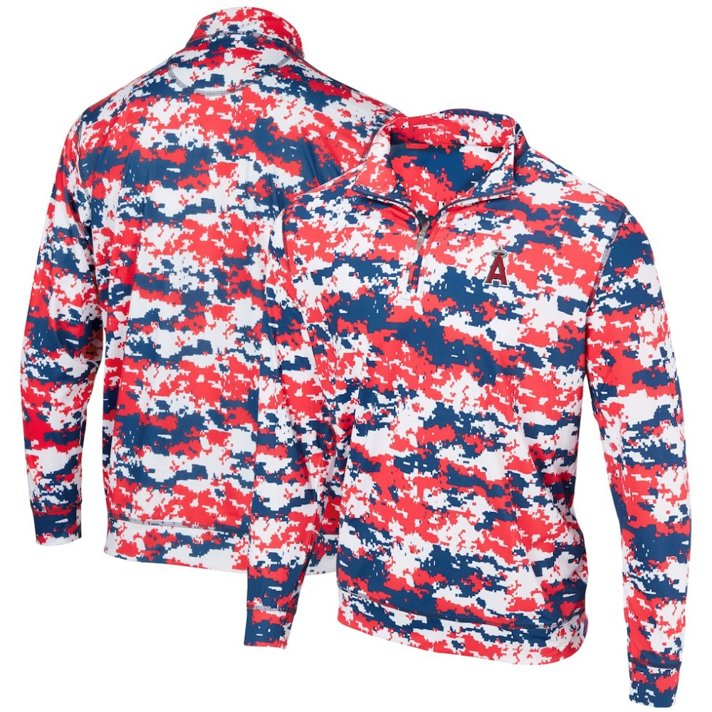 Red Los Angeles Angels Digital Camo Performance Quarter-Zip Pullover Jacket