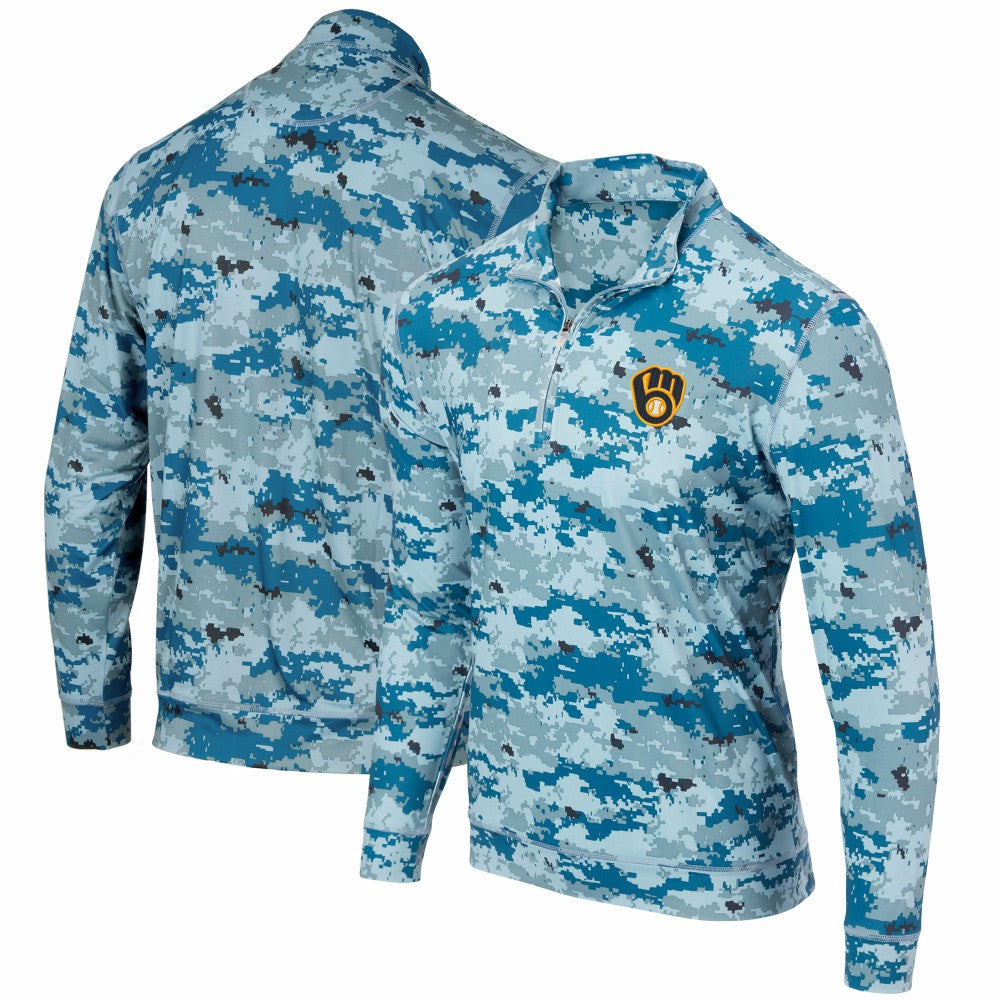 Blue Milwaukee Brewers Digital Camo Performance Quarter-Zip Pullover Jacket