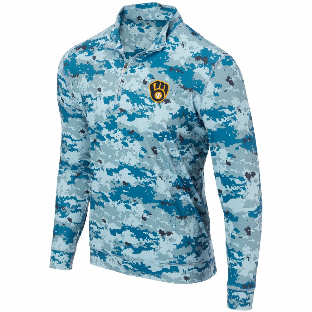 Blue Milwaukee Brewers Digital Camo Performance Quarter-Zip Pullover Jacket