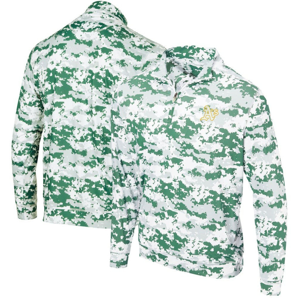 Green Athletics Digital Camo Performance Quarter-Zip Pullover Jacket