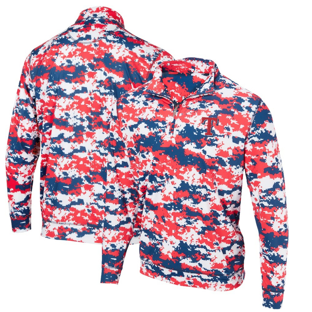 Red Texas Rangers Digital Camo Performance Quarter-Zip Pullover Jacket