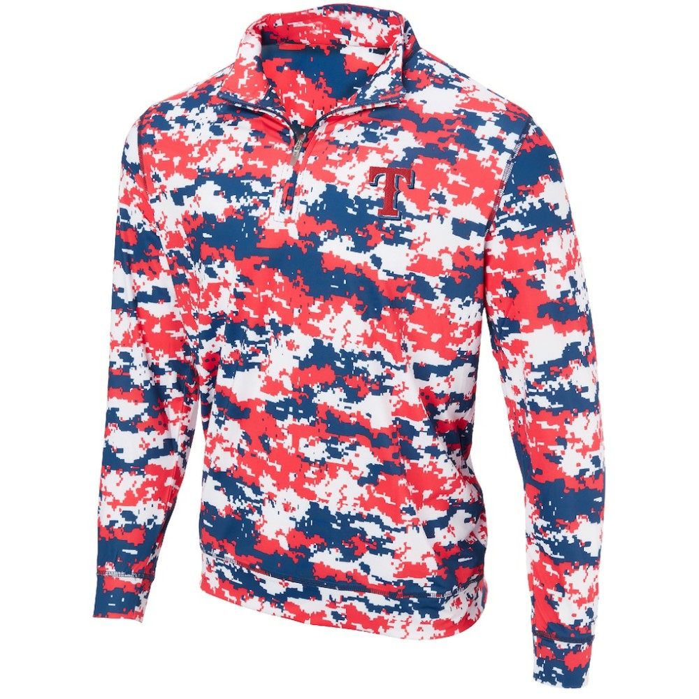 Red Texas Rangers Digital Camo Performance Quarter-Zip Pullover Jacket