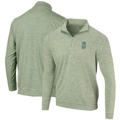 Heathered Green Seattle Mariners Peached Marled Yarn Quarter-Zip Pullover Jacket