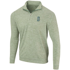 Heathered Green Seattle Mariners Peached Marled Yarn Quarter-Zip Pullover Jacket