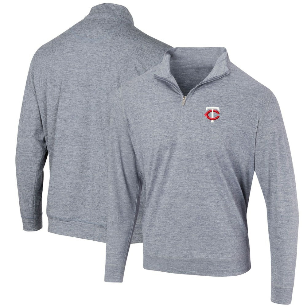 Heathered Navy Minnesota Twins Peached Marled Yarn Quarter-Zip Pullover Jacket