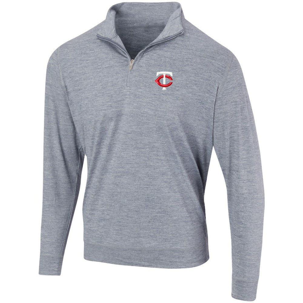 Heathered Navy Minnesota Twins Peached Marled Yarn Quarter-Zip Pullover Jacket