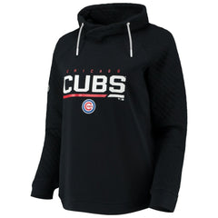 Black Chicago Cubs Levelwear Women's Vega Funnel Neck Raglan Pullover Sweatshirt
