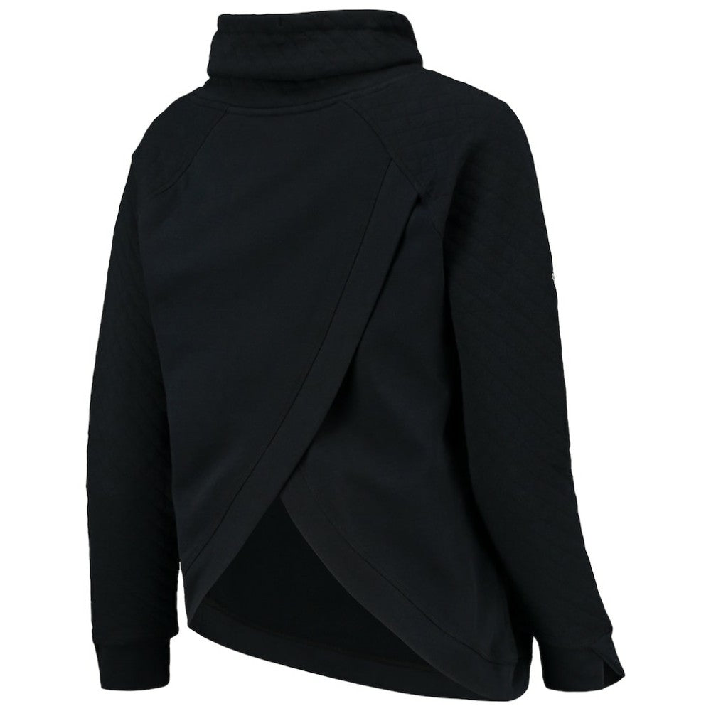 Black Chicago Cubs Levelwear Women's Vega Funnel Neck Raglan Pullover Sweatshirt